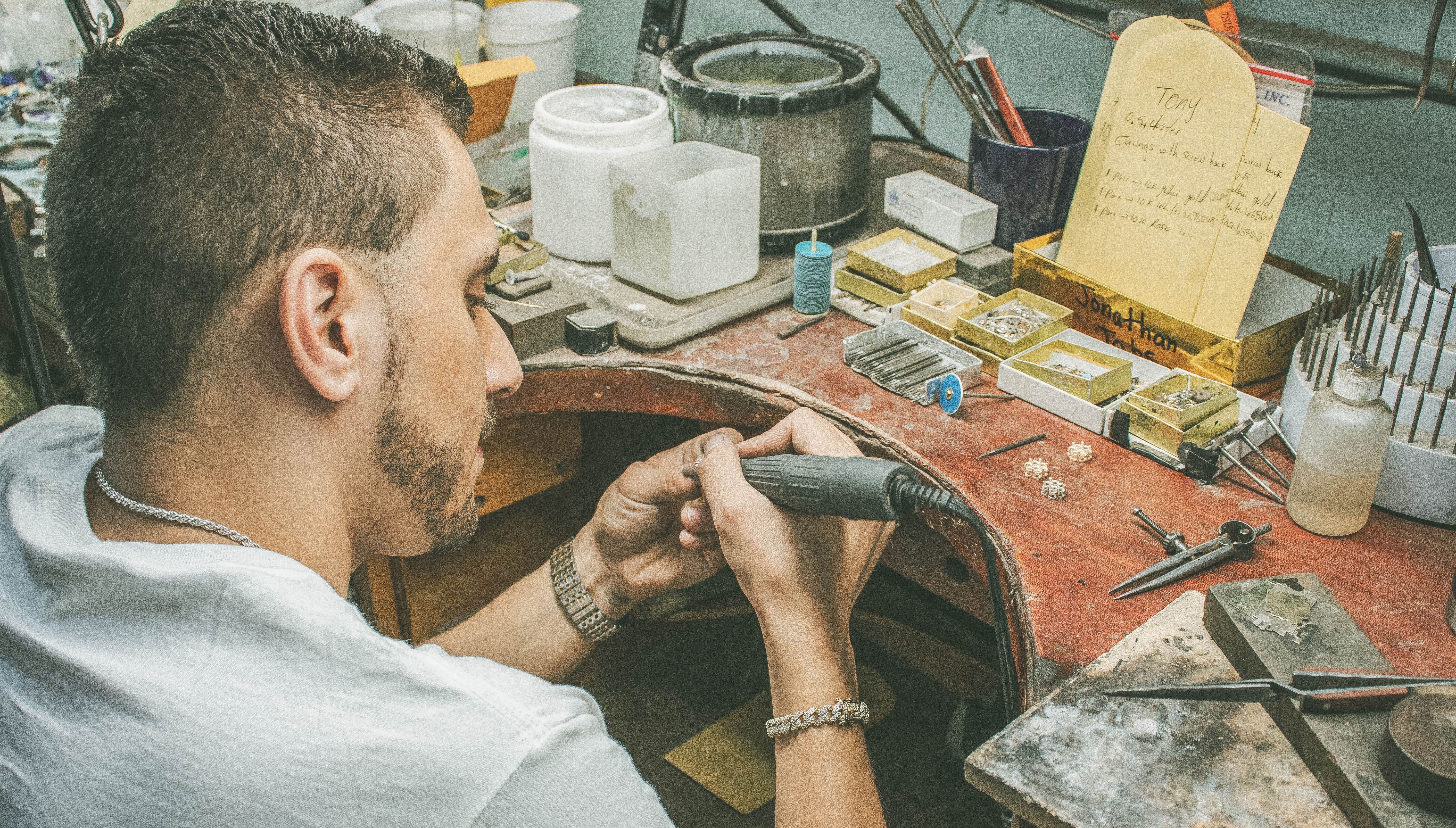 a man working on a ring